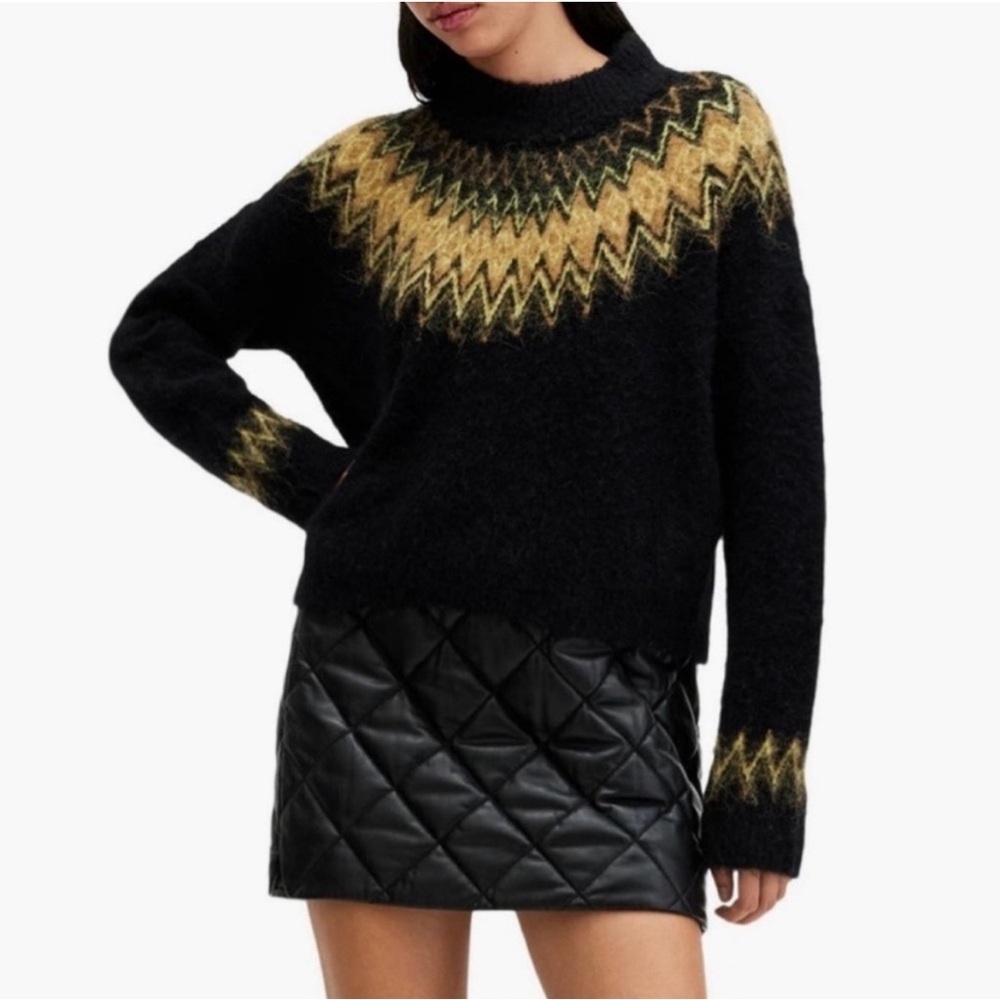 Allsaints Clyde Fair Isle Wool Alpaca Blend Sweater Size S Nwot